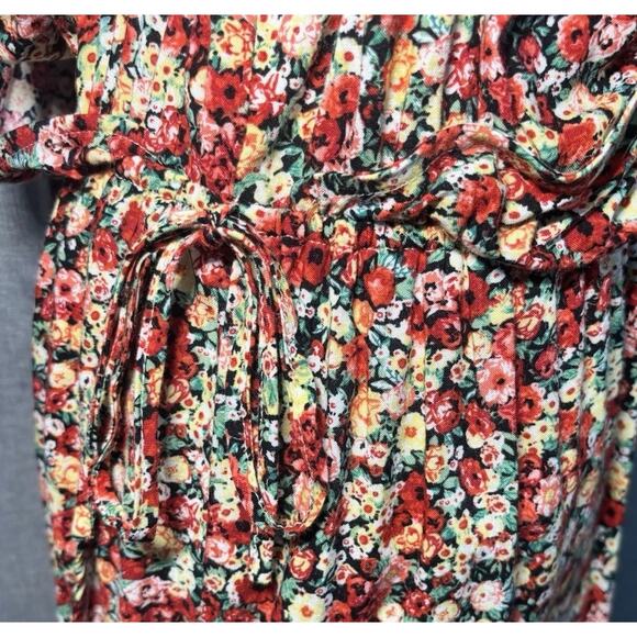 American Rag Mini Dress Women’s Size Medium Boho Floral Print Faux Wrap - Picture 13 of 16
